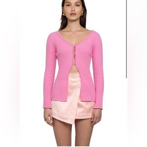 ATTIRE THE STUDIO Day-To-Night Pink Ribbed Cardigan Top Size XS